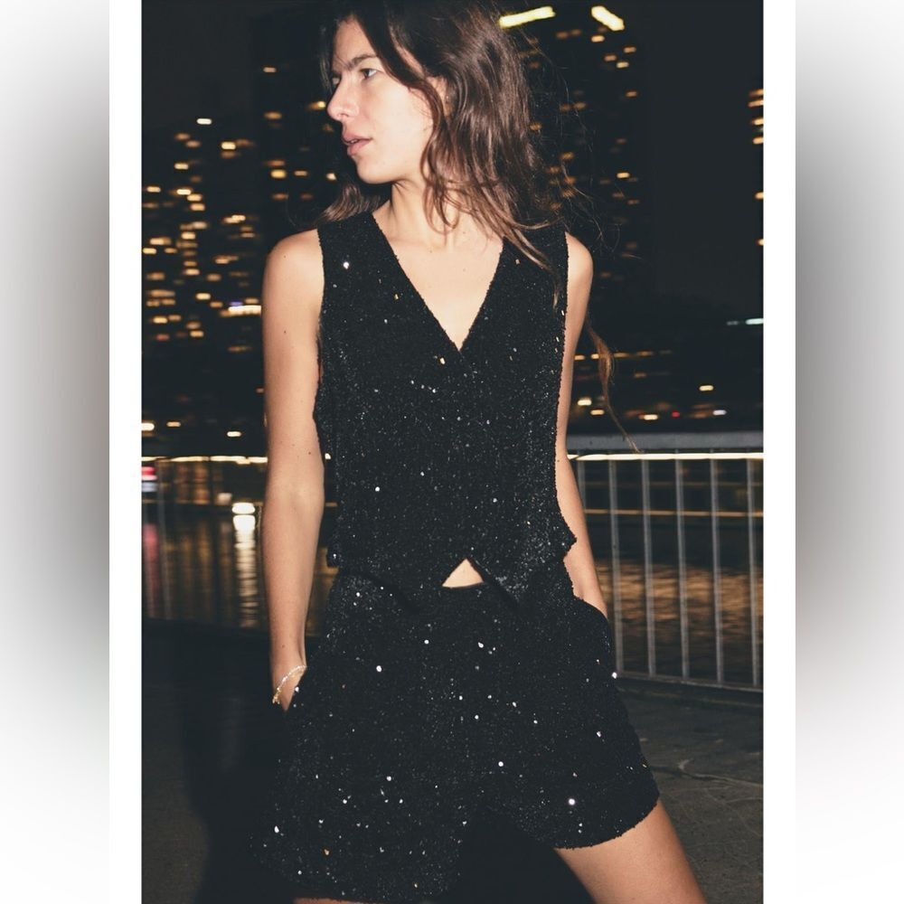 Zara fitted sequin vest